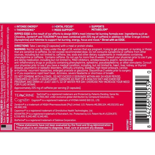 Shop Bsn Ripped Edge 90 Count Extreme Fat Burner For Weight Shop Bsn Ripped Edge 90 Count Extreme Fat Burner For Weight