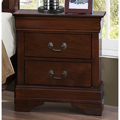 Wooden Night Stand With Curvy Handle Drawer Cherry Brown