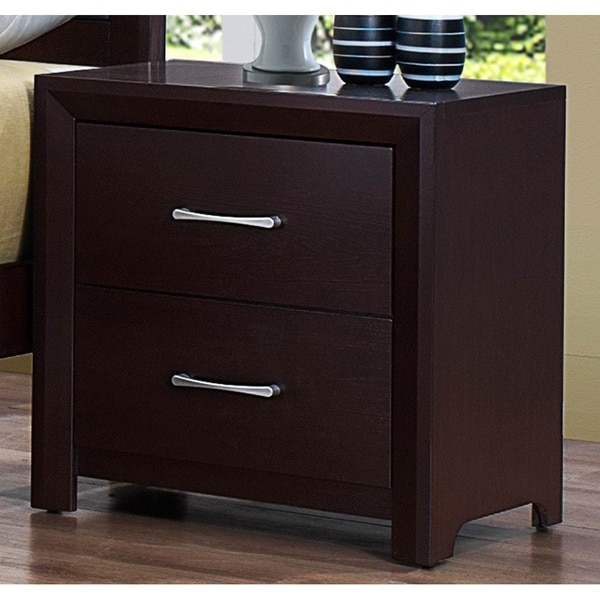 Shop Wooden Night Stand with 2 Drawers Espresso Brown ...