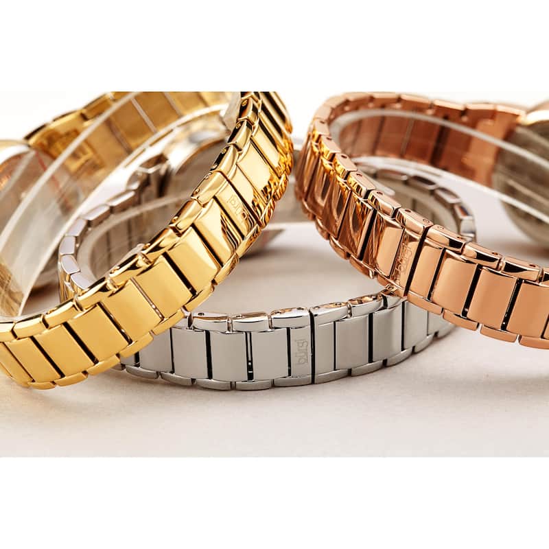 Burgi Ladies Swarovski Crystal Mother of Pearl Silver-tone Bracelet Watch