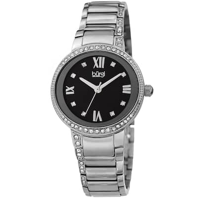 Burgi Ladies Swarovski Crystal Mother of Pearl Silver-tone Bracelet Watch