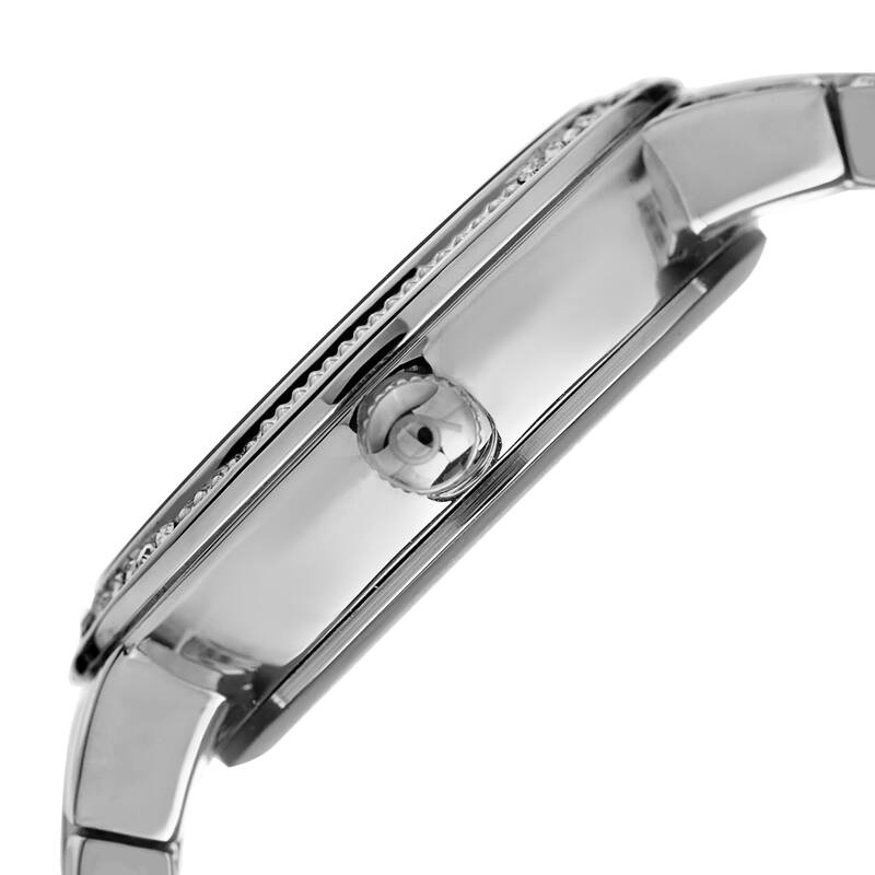 Burgi Ladies Swarovski Crystal Mother of Pearl Silver-tone Bracelet Watch