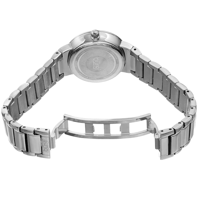 Burgi Ladies Swarovski Crystal Mother of Pearl Silver-tone Bracelet Watch