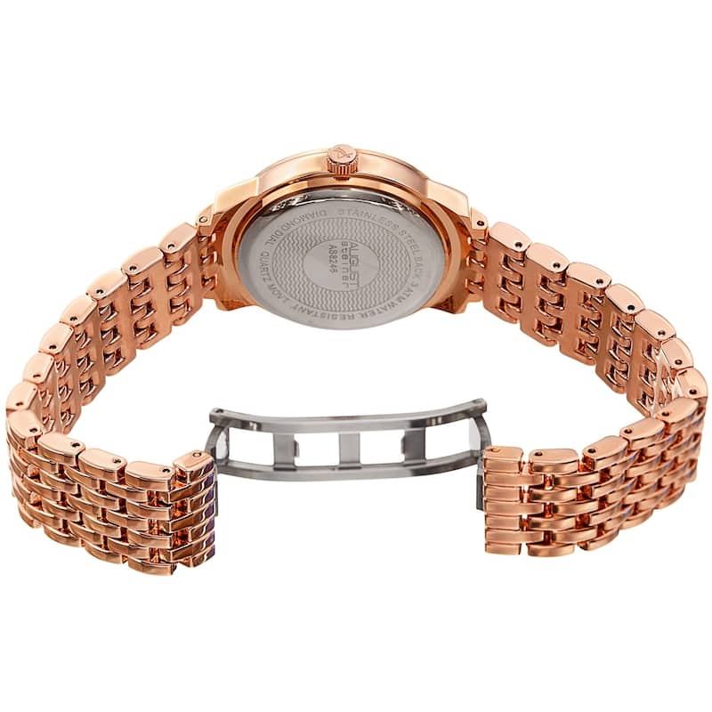 August Steiner Diamond Mother of Pearl Crystal Rose-tone Bracelet Watch