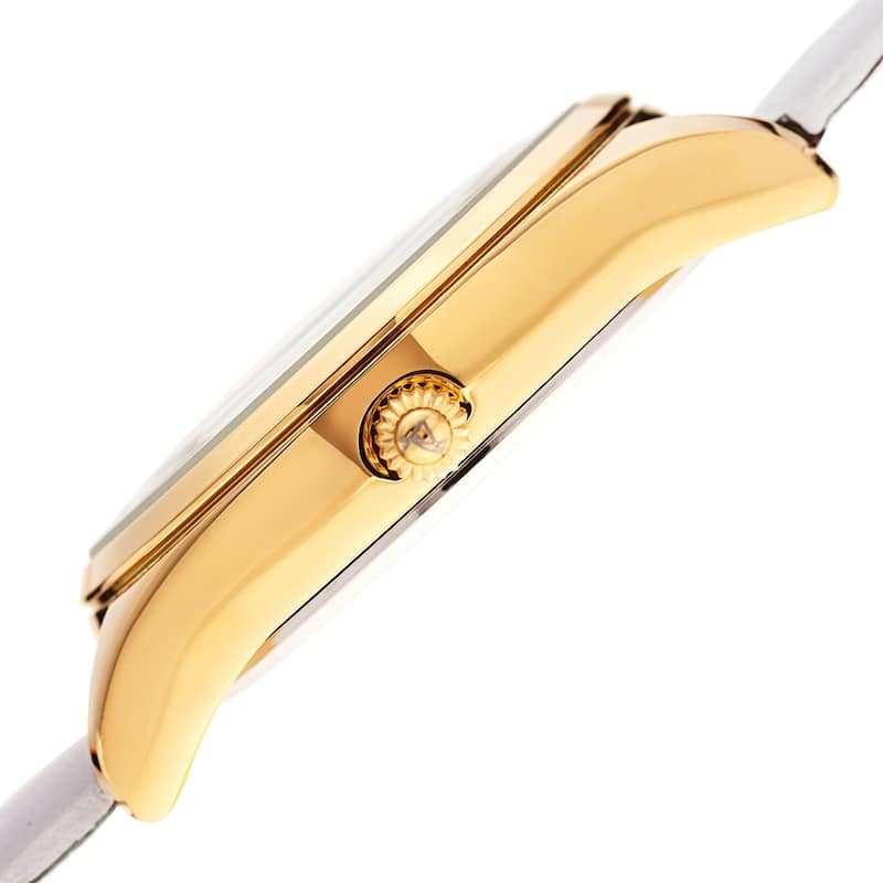 August Steiner Ladies Classic Diamond White Leather Strap Watch