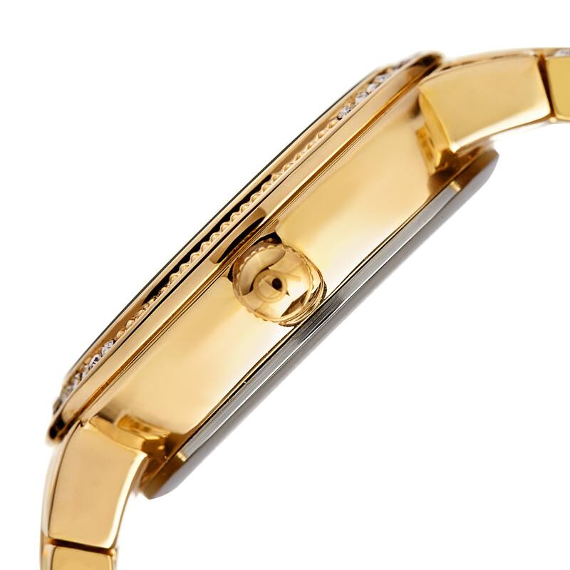 Burgi Ladies Swarovski Crystal Mother of Pearl Gold-tone Bracelet Watch