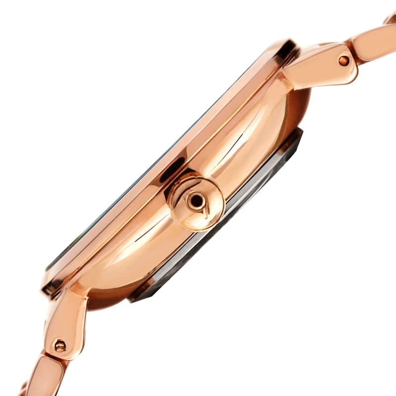 Burgi Ladies Sparkling Floral Rose-tone Bracelet Watch