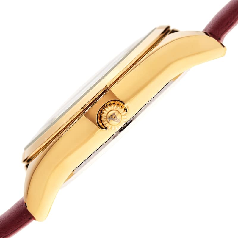 August Steiner Ladies Classic Diamond Red Leather Strap Watch