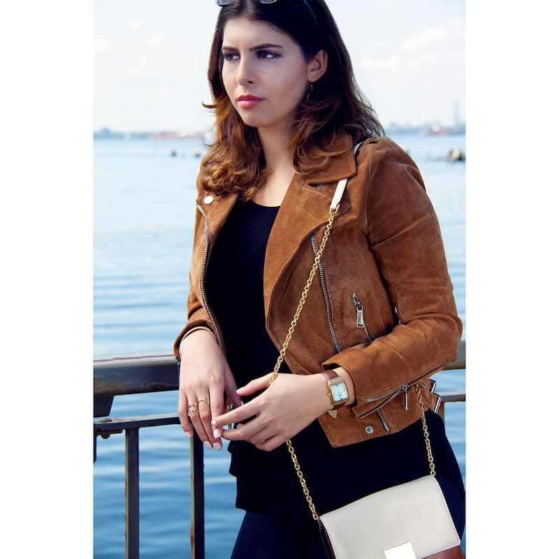 Burgi Ladies Diamond Buckle Case Brown Leather Strap Watch