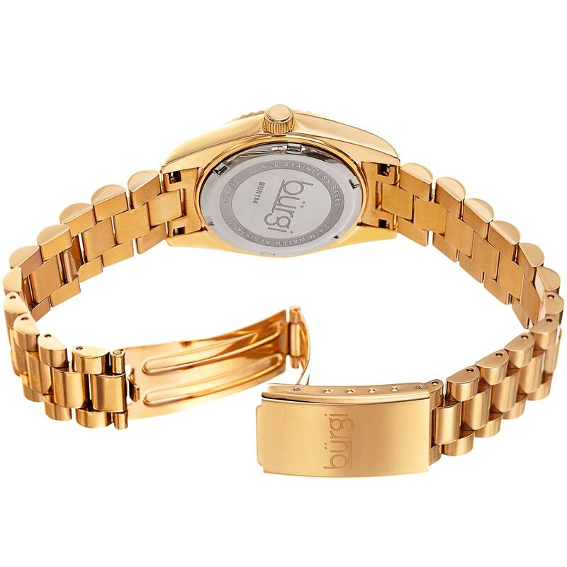Burgi Ladies Crystal Star Ribbon Style Gold-tone Bracelet Watch