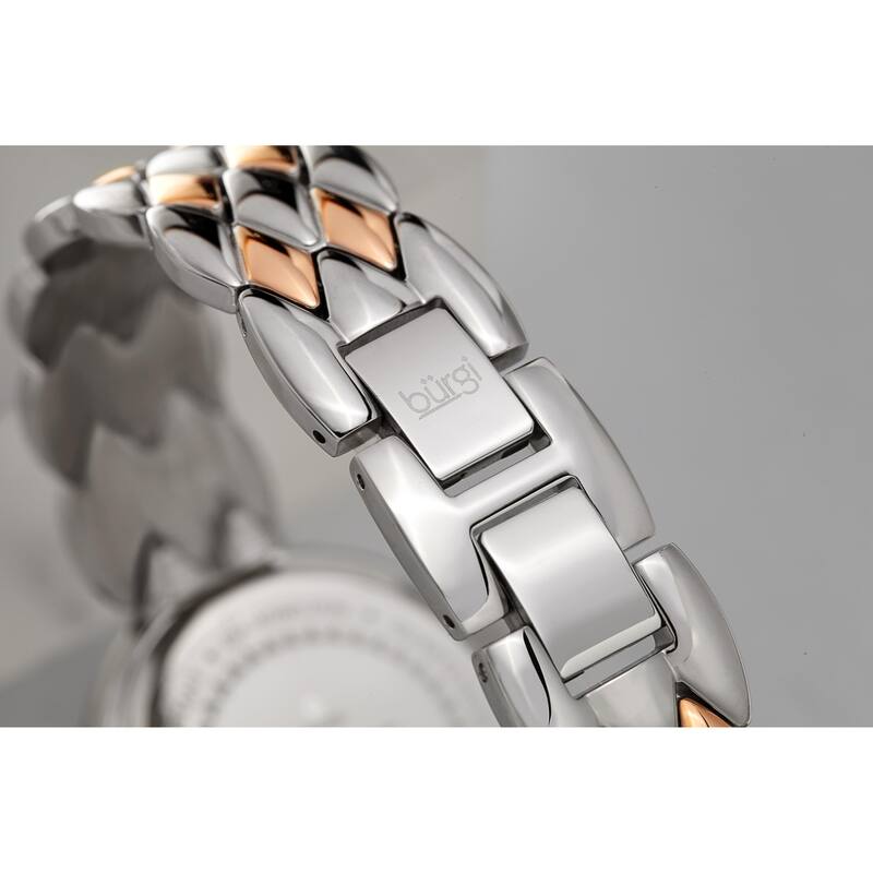 Burgi Ladies Diamond Mother of Pearl Two-tone Python Bracelet Watch