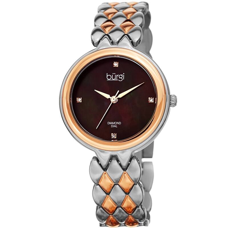 Burgi Ladies Diamond Mother of Pearl Two-tone Python Bracelet Watch