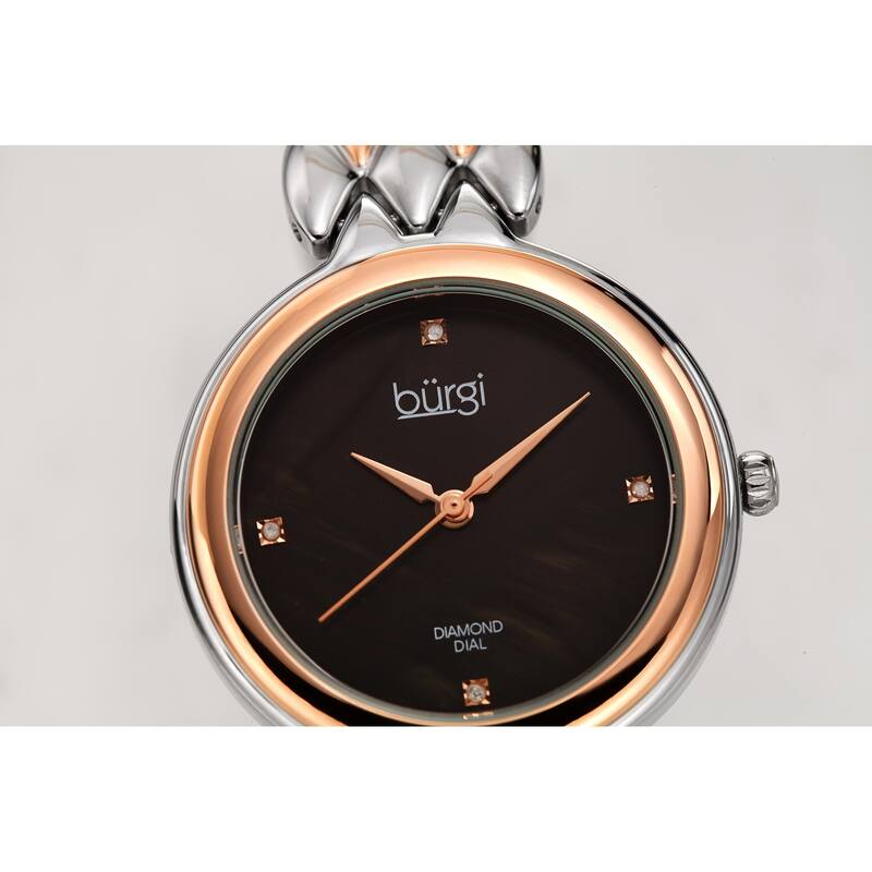 Burgi Ladies Diamond Mother of Pearl Two-tone Python Bracelet Watch