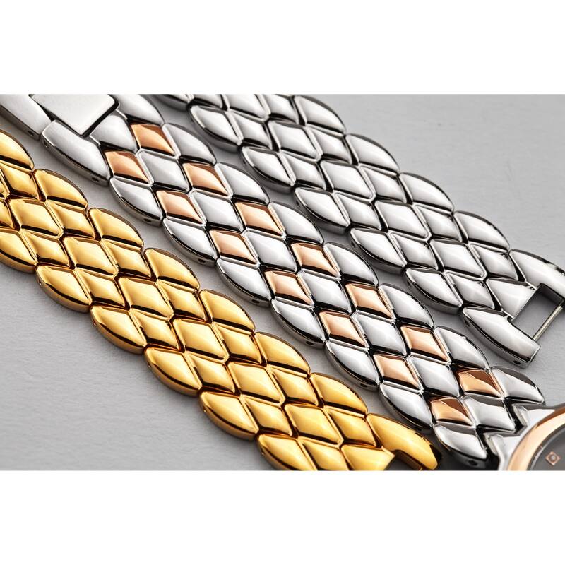Burgi Ladies Diamond Mother of Pearl Two-tone Python Bracelet Watch