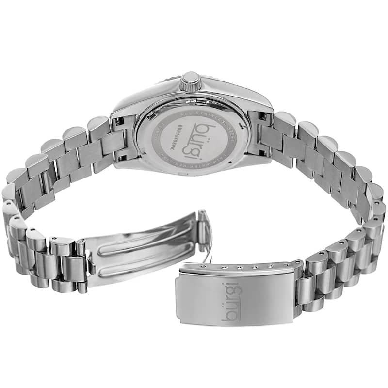 Burgi Ladies Crystal Star Ribbon Style Silver-tone Bracelet Watch