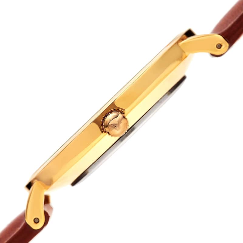 August Steiner Ladies Classic Boyfriend Style Brown Leather Strap Watch