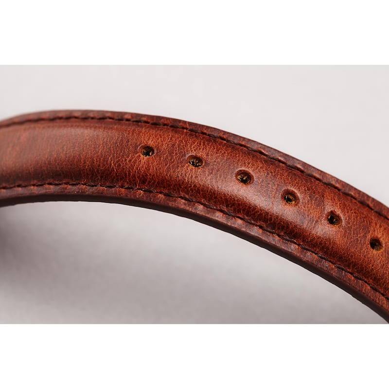 August Steiner Ladies Classic Boyfriend Style Brown Leather Strap Watch