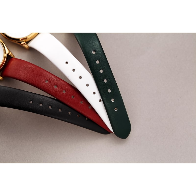 August Steiner Ladies Classic Diamond Black Leather Strap Watch