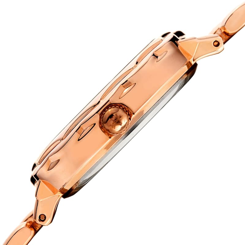 August Steiner Ladies Diamond Mother of Pearl Rose-tone Bracelet Watch