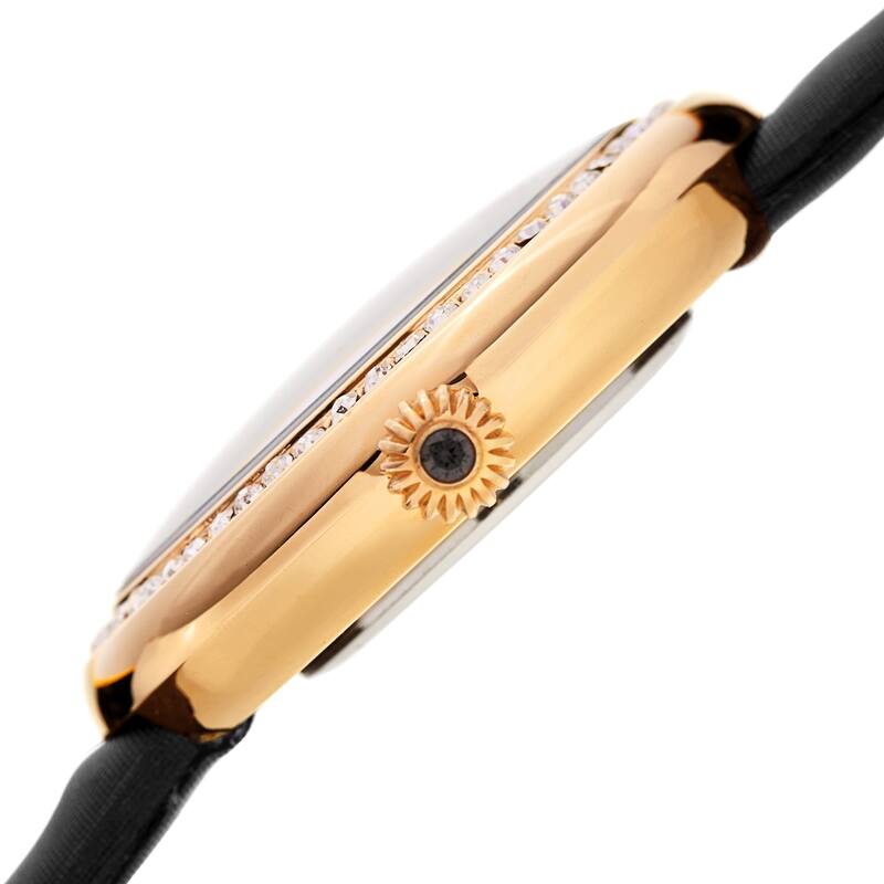 Burgi Ladies Koi Pond Crystal Black Leather Strap Watch