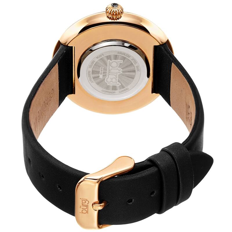 Burgi Ladies Koi Pond Crystal Black Leather Strap Watch