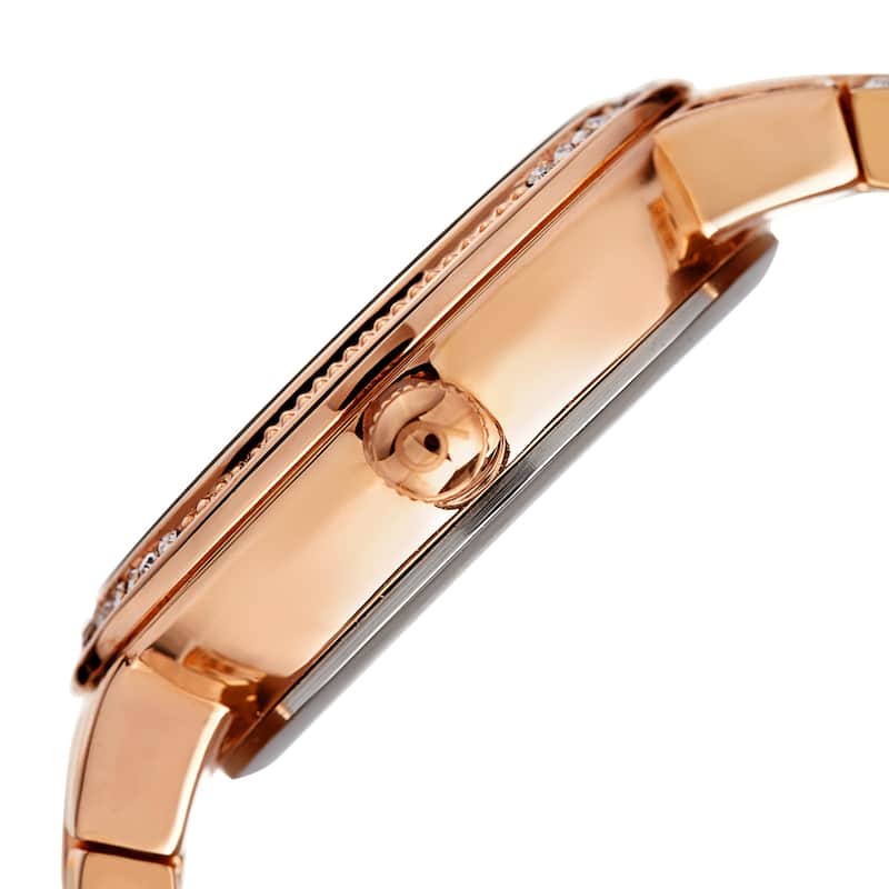 Burgi Ladies Swarovski Crystal Mother of Pearl Rose-tone Bracelet Watch