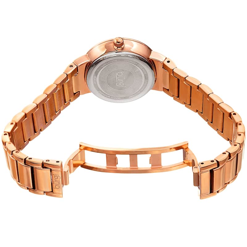 Burgi Ladies Swarovski Crystal Mother of Pearl Rose-tone Bracelet Watch
