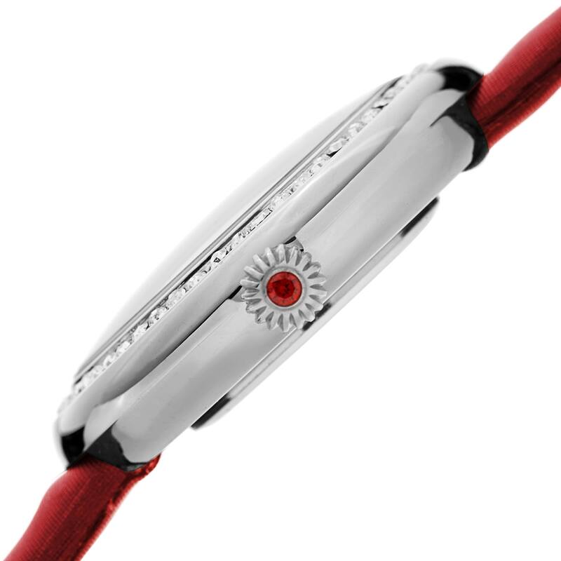 Burgi Ladies Koi Pond Crystal Red Leather Strap Watch