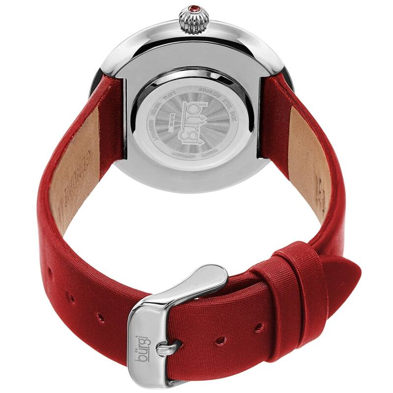 Burgi Ladies Koi Pond Crystal Red Leather Strap Watch