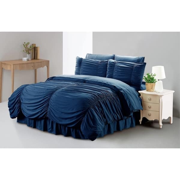 Shop Hypoallergenic Romantic Ruched 8 Piece Comforter Sets Free