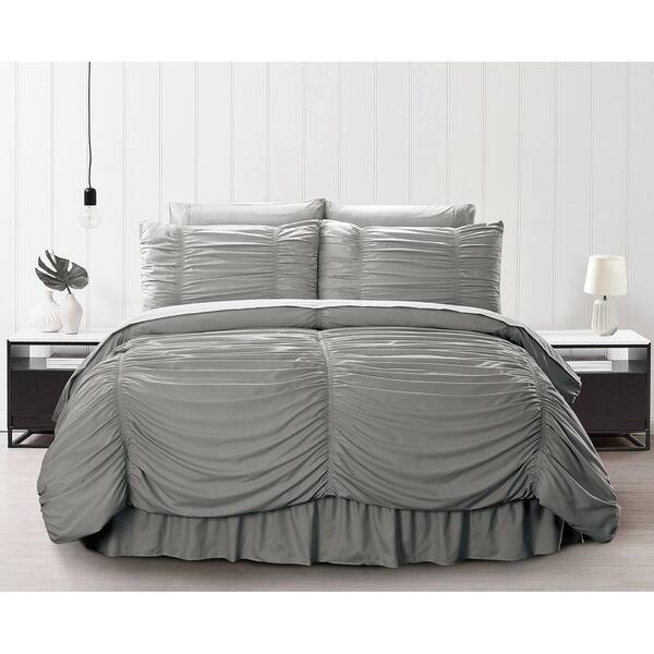 Shop Hypoallergenic Romantic Ruched 8 Piece Comforter Sets Free
