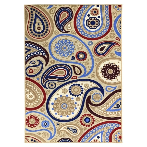 Maxy Home Alya Spring Paisley Trendy Multi Colored 18 in. x 31 in. Non Skid Rubber Backed Door Mat - 1'6" x 2'6"
