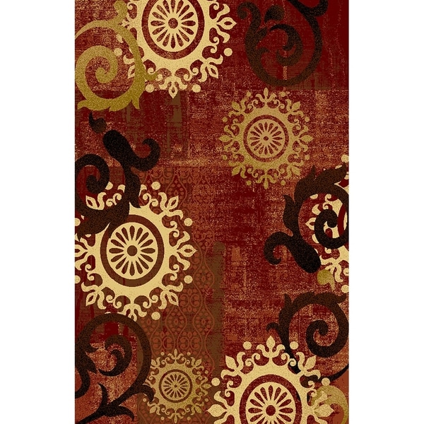 Maxy Home Istanbul Contemporary Medallion Burgundy 2 ft. 7 in x 4 ft. Area Rug - 2'7 x 4'0