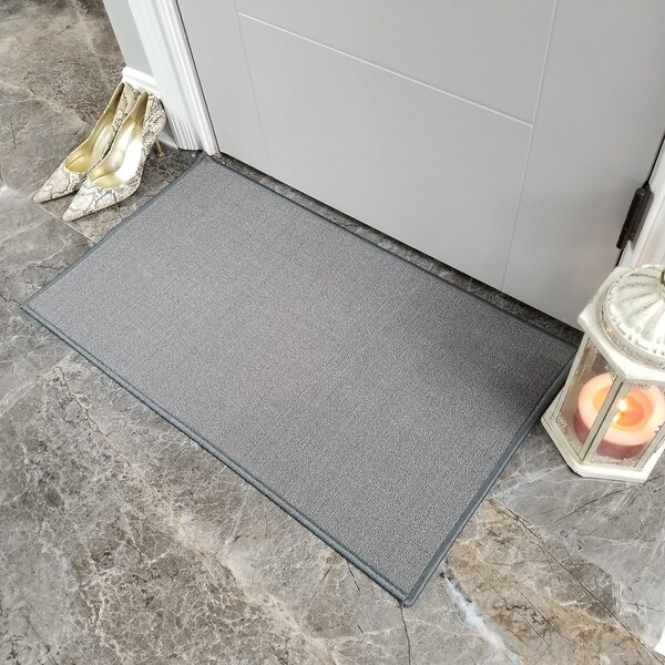 Maxy Home Hamam Solid Grey 1 ft. 6 in. x 2 ft. 7 in. Rubber Backed Door Mat - 1'6" x 2'6"