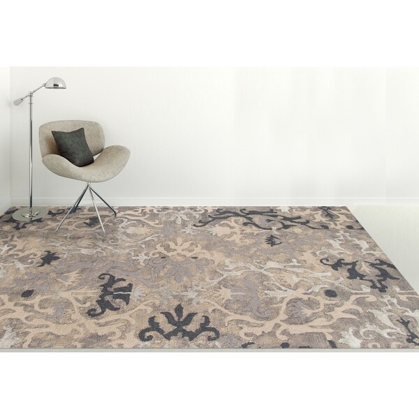 Hand-Tufted Naomi Charcoal Wool & Silk Rug - 9' x 13'