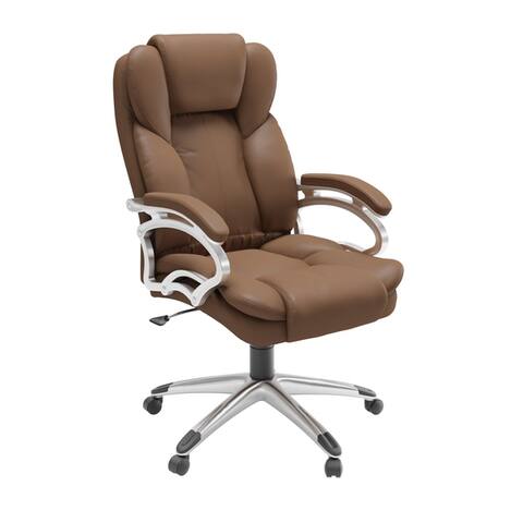 Executive Caramel Brown Leatherette Office Chair