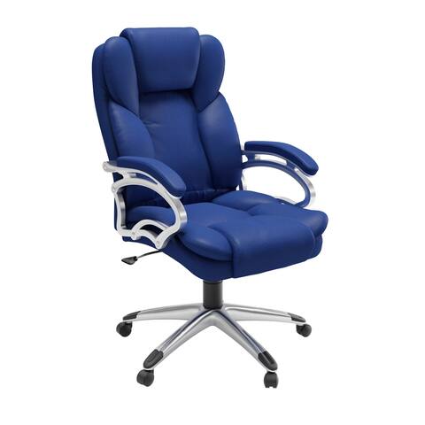 Porch & Den Robbins Cobalt Blue Leatherette Office Chair