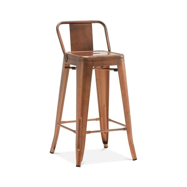 Amalfi Vintage Copper Low Back Steel Counter Stool 26 Inch (Set of 4) - N/A