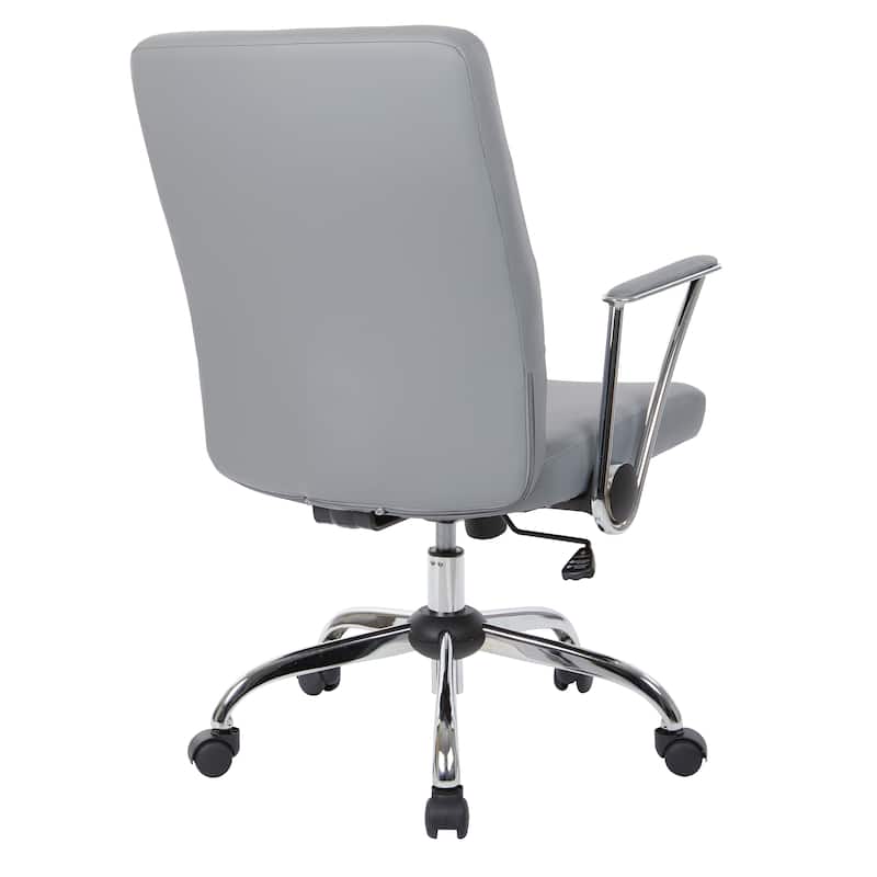 Faux Leather Office Chair with Chrome Base and Built-In Lumbar Support