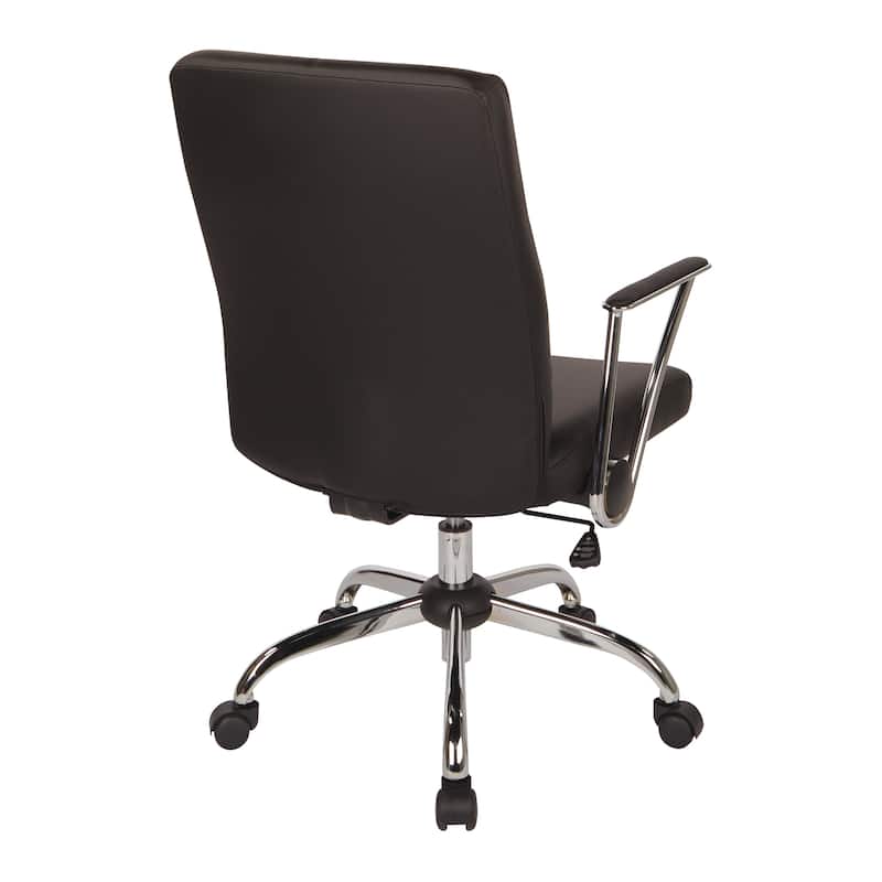 Faux Leather Office Chair with Chrome Base and Built-In Lumbar Support
