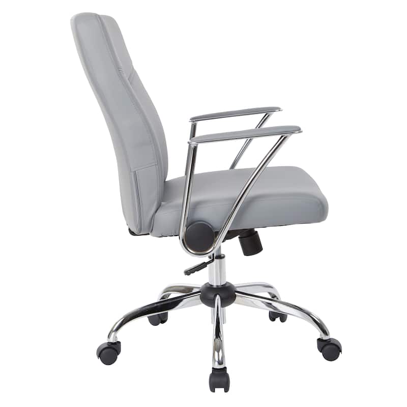 Faux Leather Office Chair with Chrome Base and Built-In Lumbar Support