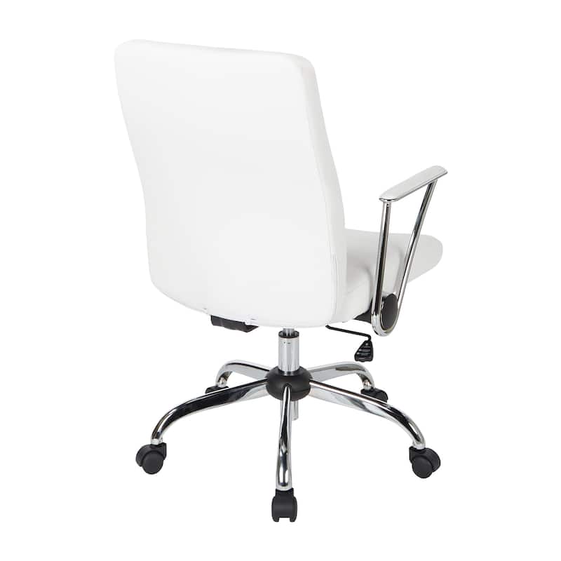 Faux Leather Office Chair with Chrome Base and Built-In Lumbar Support