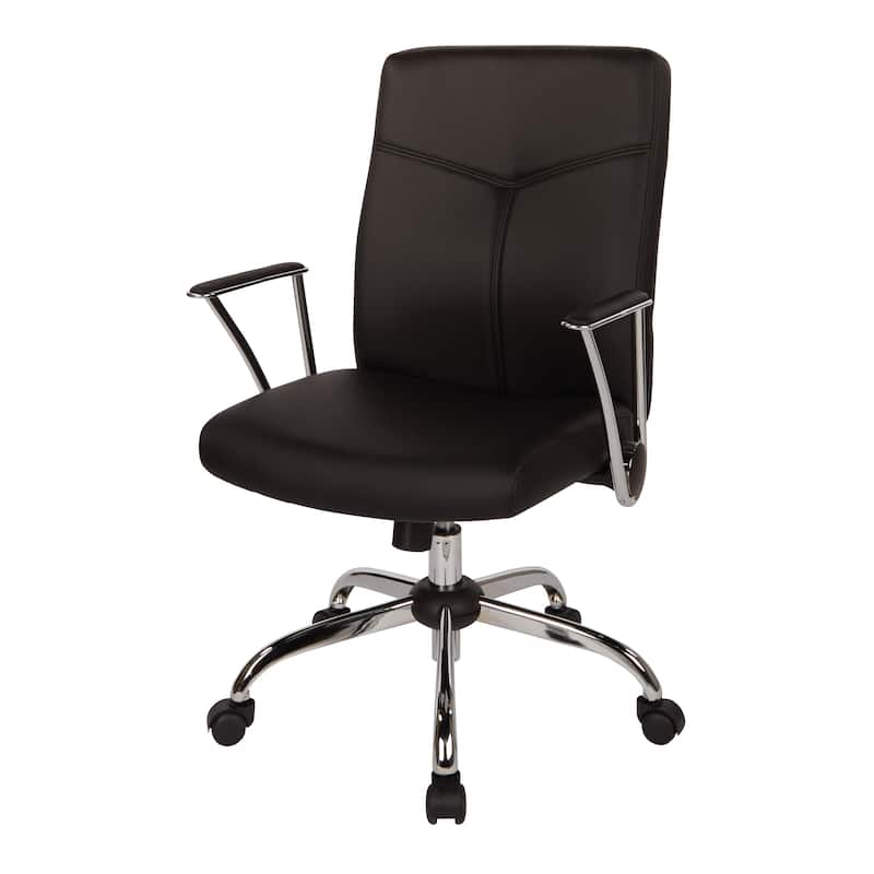Faux Leather Office Chair with Chrome Base and Built-In Lumbar Support