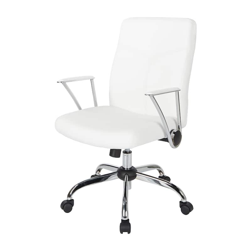 Faux Leather Office Chair with Chrome Base and Built-In Lumbar Support
