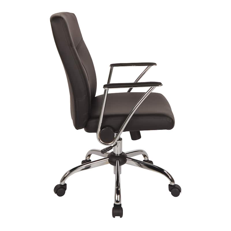 Faux Leather Office Chair with Chrome Base and Built-In Lumbar Support
