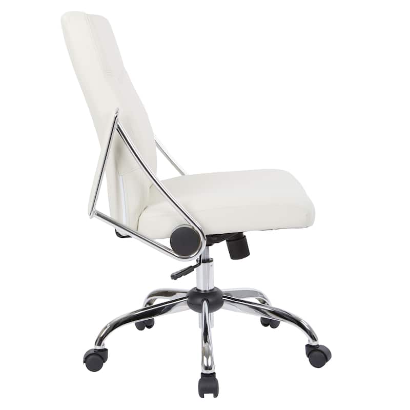 Faux Leather Office Chair with Chrome Base and Built-In Lumbar Support