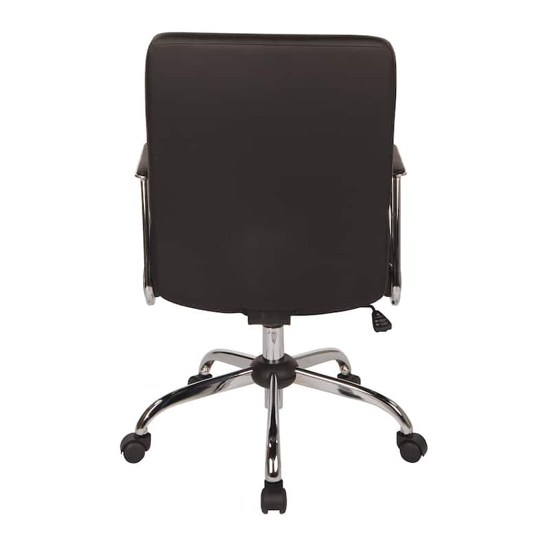 Faux Leather Office Chair with Chrome Base and Built-In Lumbar Support