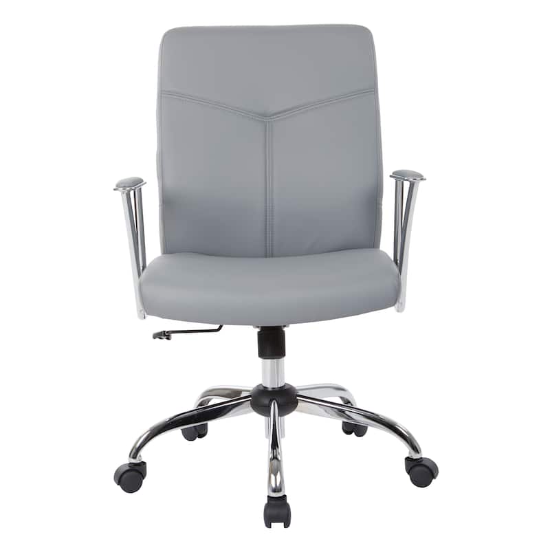 Faux Leather Office Chair with Chrome Base and Built-In Lumbar Support