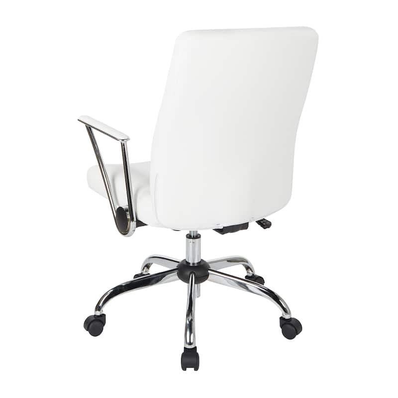 Faux Leather Office Chair with Chrome Base and Built-In Lumbar Support