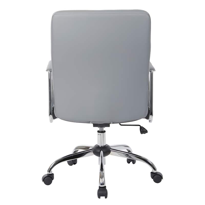 Faux Leather Office Chair with Chrome Base and Built-In Lumbar Support